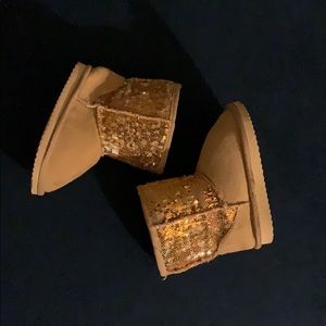 Toddler Girls Sequin Tan Boots
